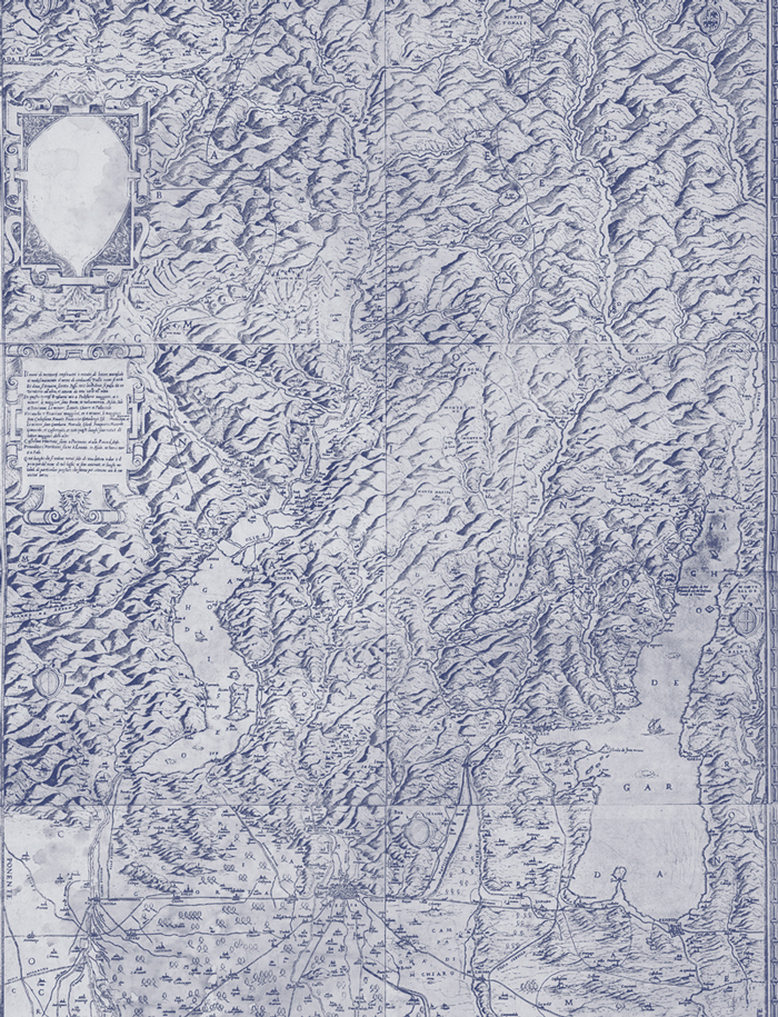 Descrittione del Territorio Bresciano con li suoi confini, incisione di Leone Pallavicino (1597). Brescia, Collezione Giustacchini